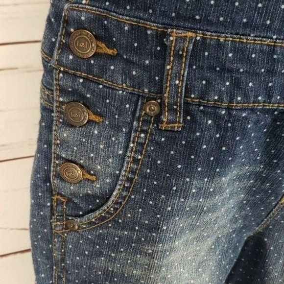 L.e.i LEI polka dot denim Jean size large overalls Coveralls - Picture 4 of 7